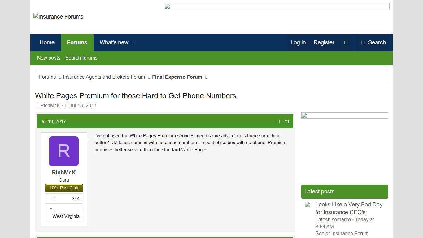White Pages Premium for those Hard to Get Phone Numbers. Insurance Forums